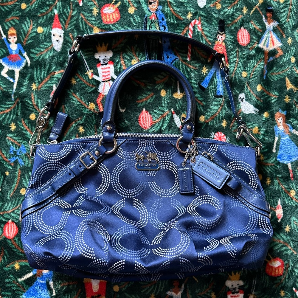 COACH Madison Dotted Op Art Signature Sophia Satchel